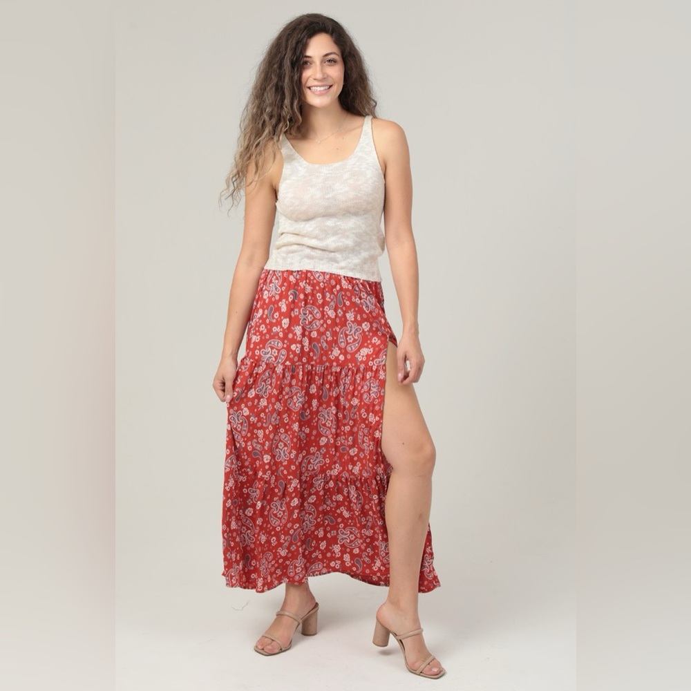 Paisley Print Maxi Skirt